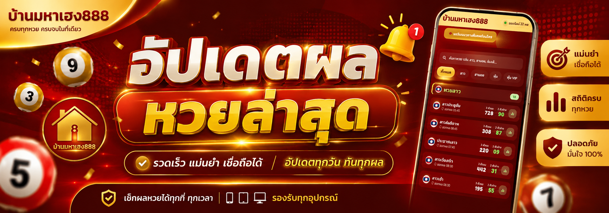 บ้านมหาเฮง888 อัปเดตผลหวยเรียลไทม์